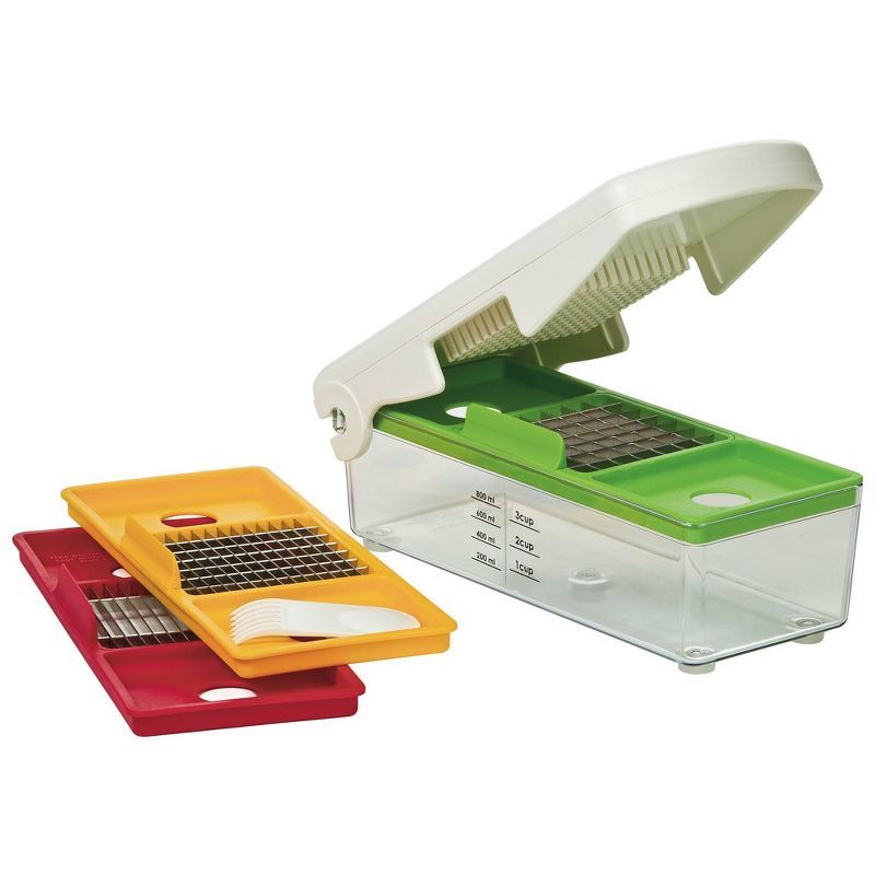 Multicolor Manual Fruit and Vegetable Chopper with 3 Blades