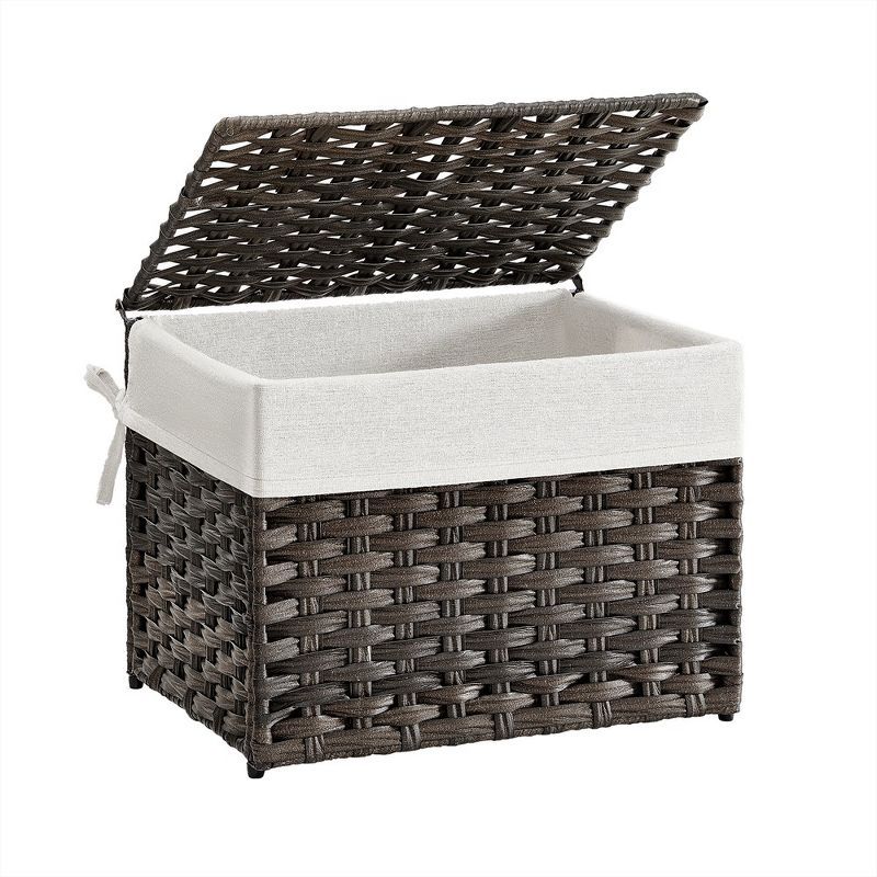 Brown Woven Storage Basket with Lid and Removable Liner