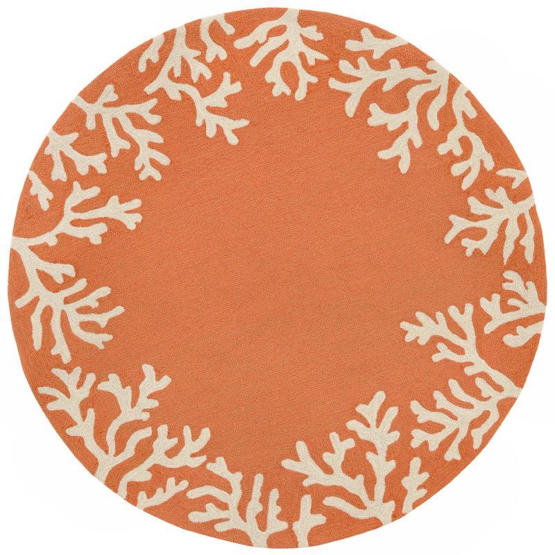 Capri Round Orange and White Synthetic Tufted Rug