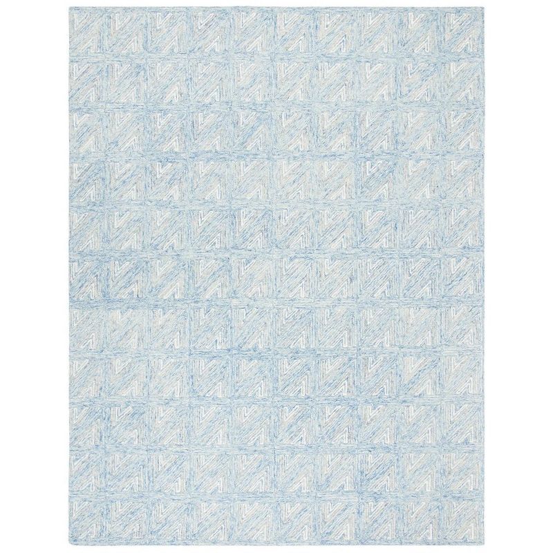 Handmade Blue and Beige Wool Abstract 8' x 10' Area Rug
