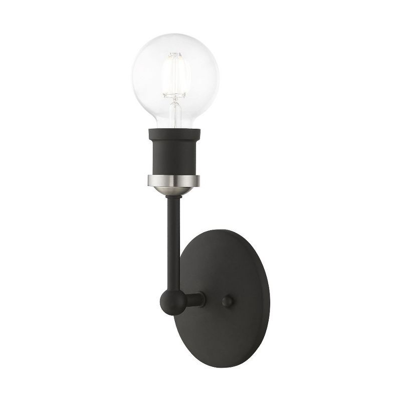 Lansdale Contemporary Black Vanity Light with Brushed Nickel Accent