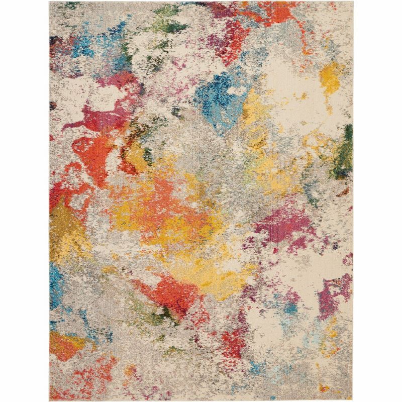 Ivory Abstract Hand-knotted 9' x 12' Synthetic Rug