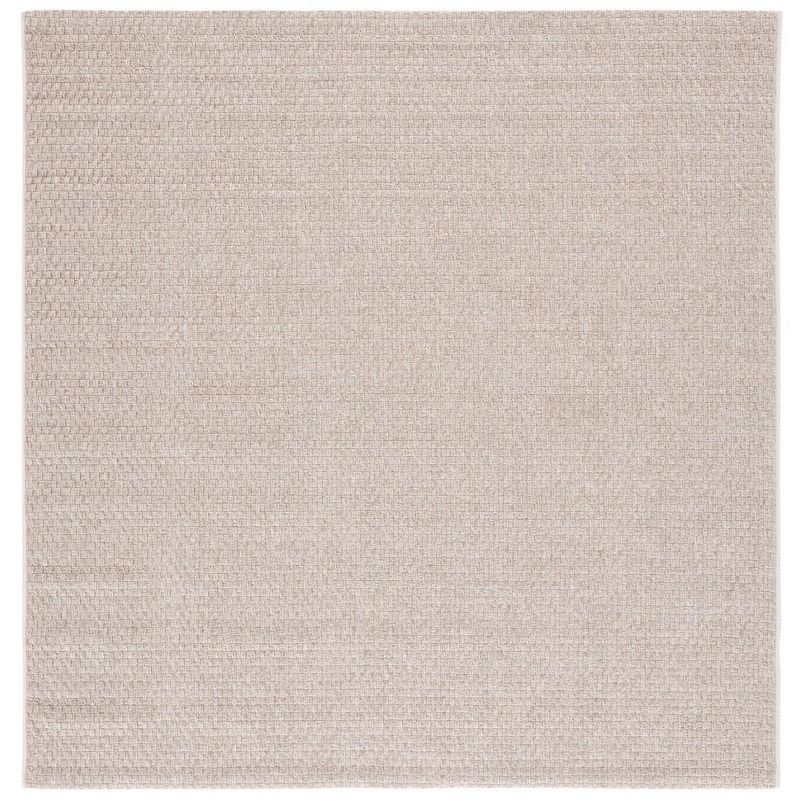 Beige Synthetic Square Indoor/Outdoor Stain-Resistant Rug