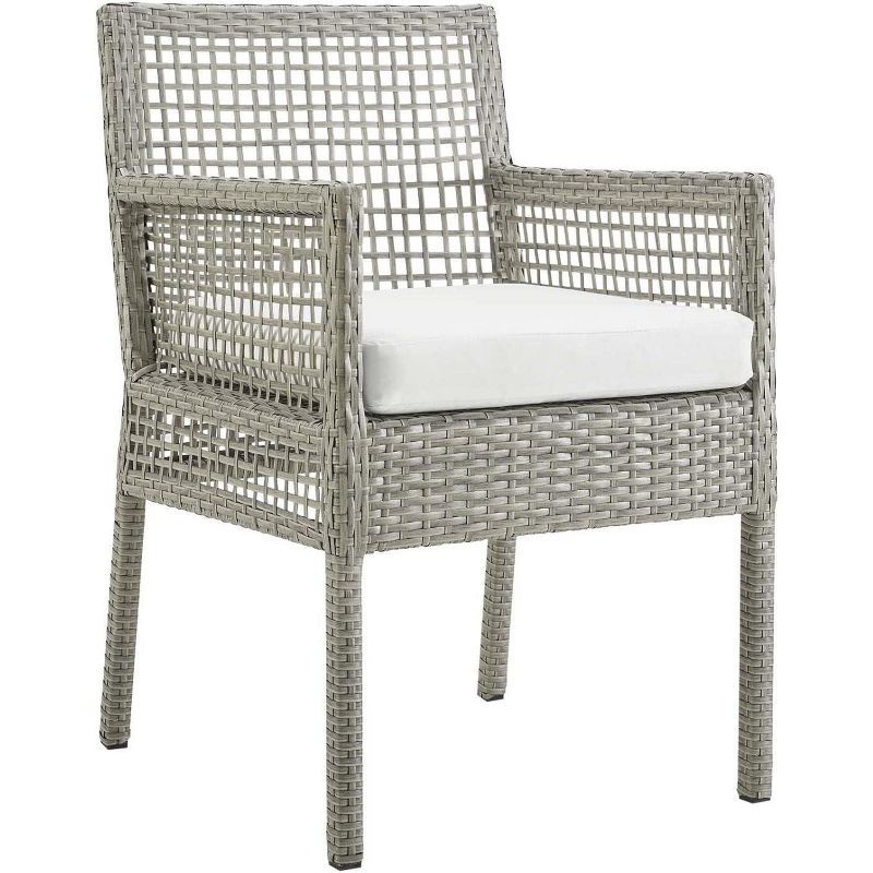 Gray Wicker Rattan Outdoor Dining Chair with Cushions