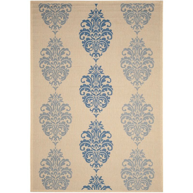 Blue Medallion Rectangular Easy Care Indoor/Outdoor Rug