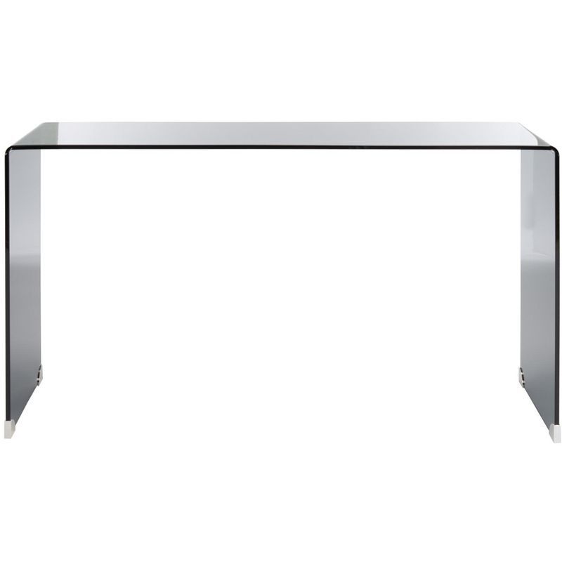 Huck Clear and Gray Glass Console Table with Storage