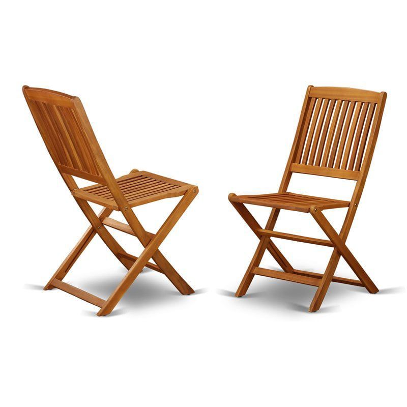 Natural Oil Acacia Wood Foldable Patio Dining Chairs, Set of 2