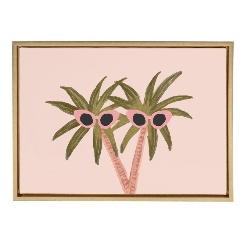 Sylvie Palm Trees and Sun Framed Canvas Wall Art