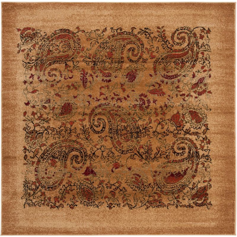 Beige Multi Traditional Easy Care Square Area Rug