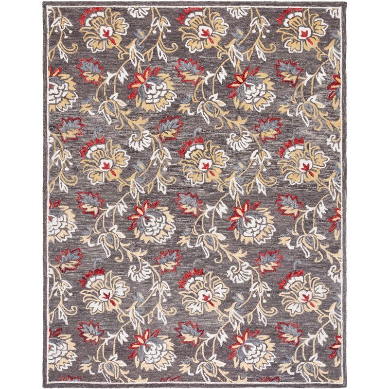 Gray Floral Hand-Tufted Wool 8' x 10' Area Rug