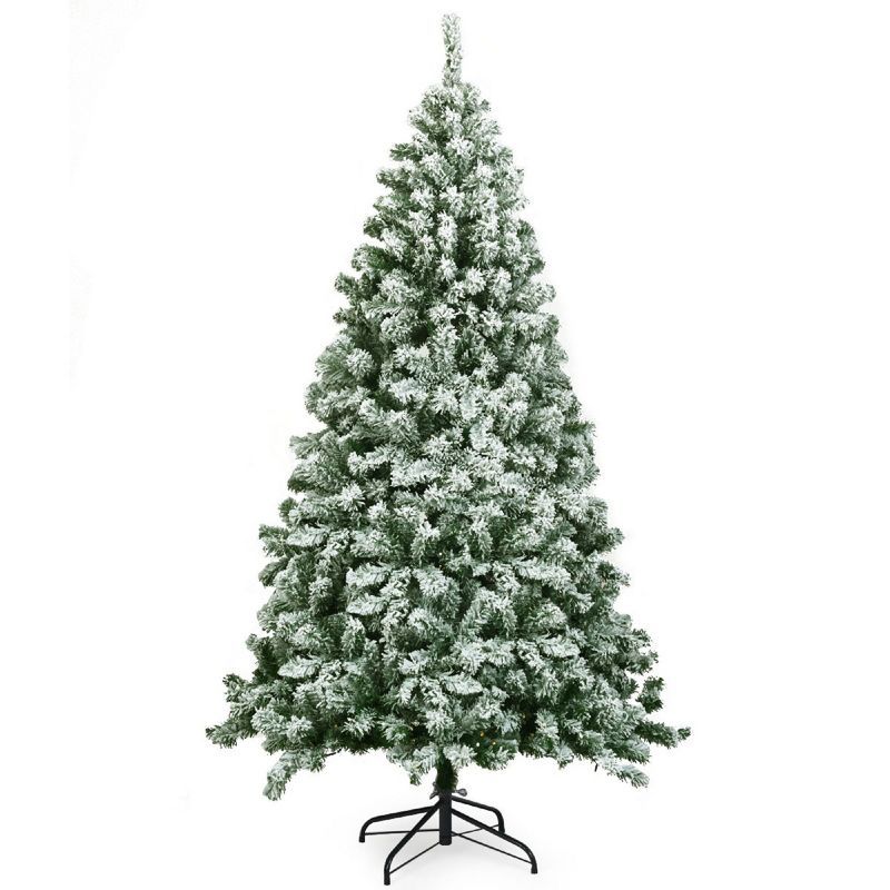 6FT Snow Flocked Pine Artificial Christmas Tree with Metal Stand