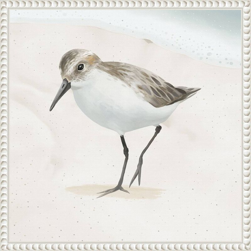 16"x16" Sandpiper on Beach Beaded Framed Canvas Art