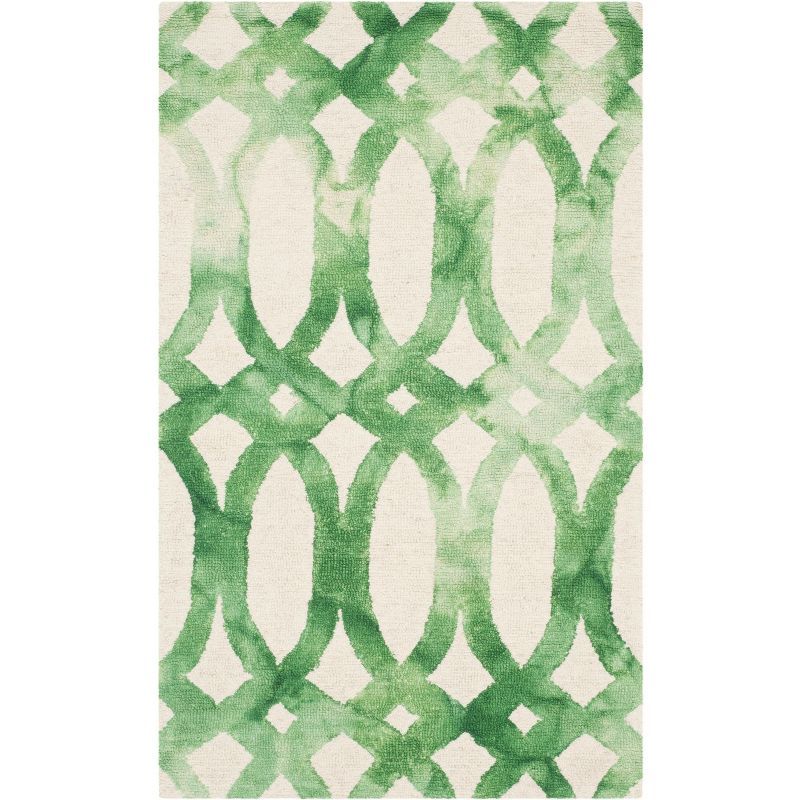 Handmade Ivory & Green Wool Tufted Area Rug 3' x 5'