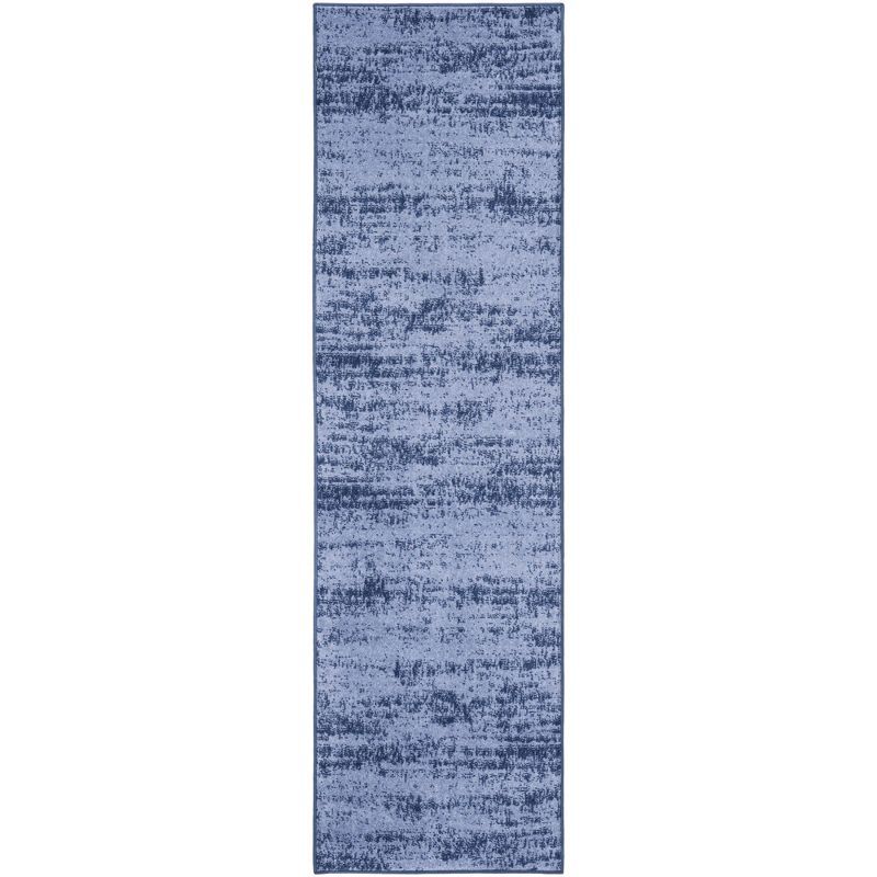 Denim Blue Abstract Reversible Outdoor Runner Rug