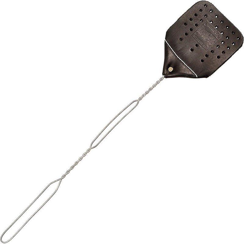 Amish Made Dark Brown Leather Fly Swatter with Wire Handle