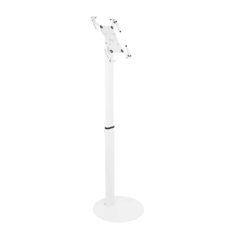 White Adjustable Universal Tablet Floor Stand with Lockable Mount