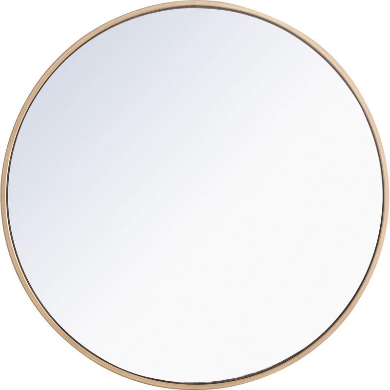 28-Inch Round Brass Metal Frame Mirror