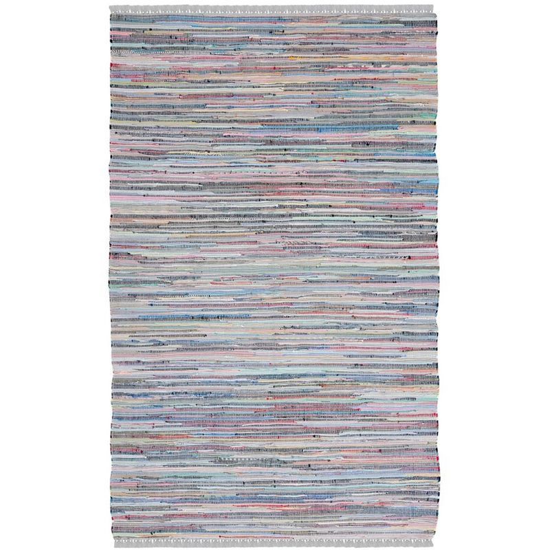 Handmade Grey and Multicolor Flat Woven Cotton Area Rug