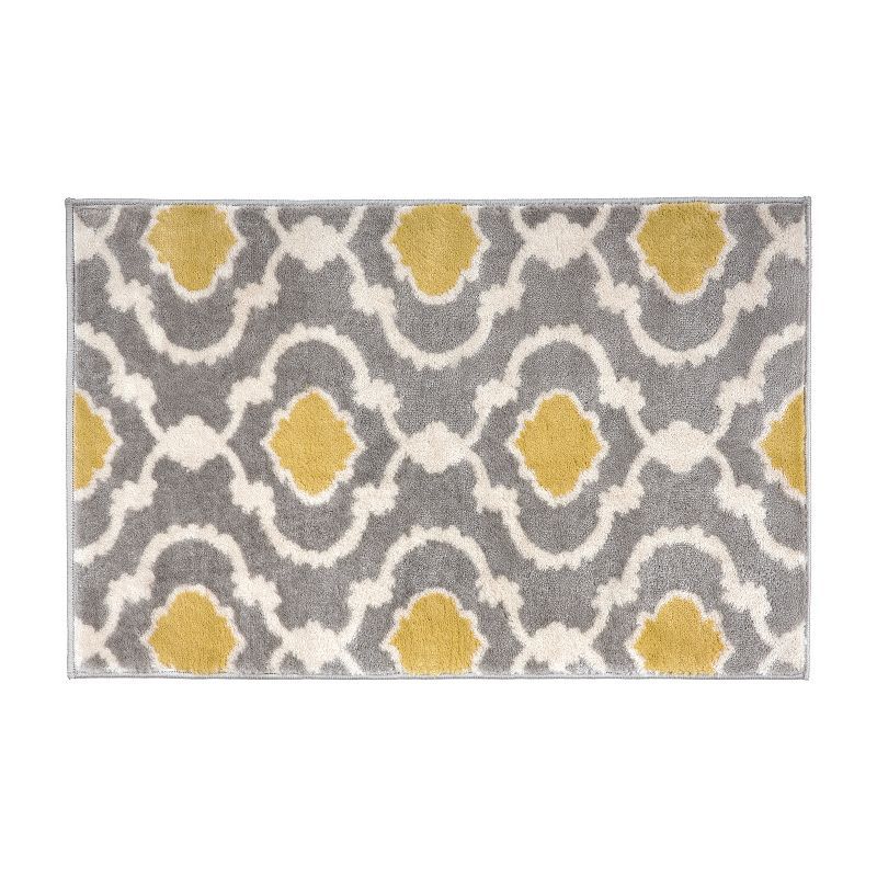 Elegant Gray Trellis 2' x 3' Washable Synthetic Area Rug