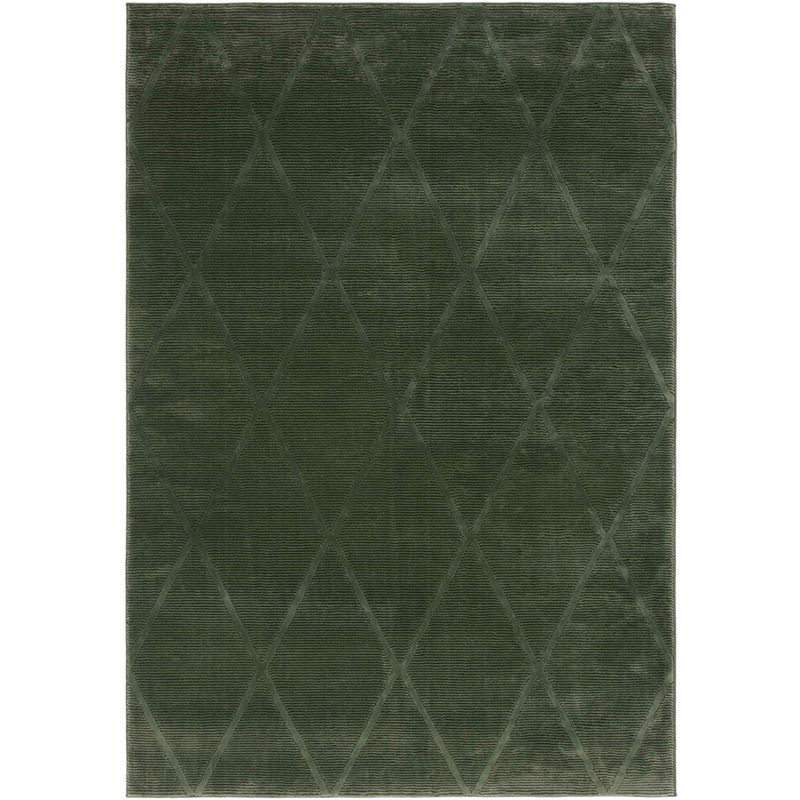 Sage Green Diamond Pattern Synthetic Medium Pile Area Rug
