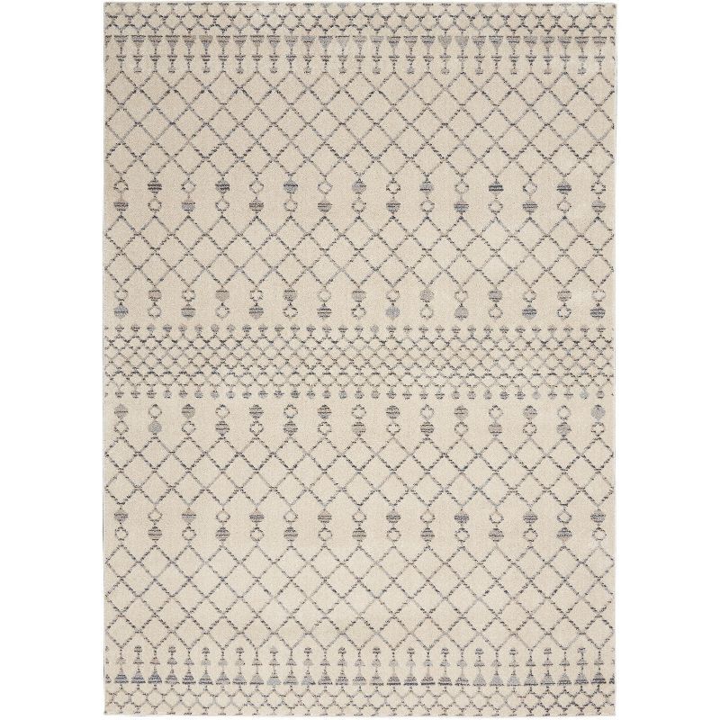 Beige/Grey Geometric Hand-knotted Synthetic Area Rug 5'3" x 7'3"