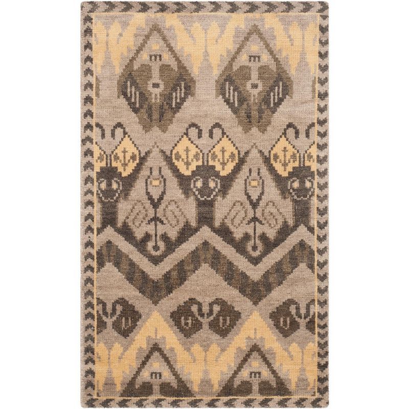 Hand-Knotted Black Wool Tribal Accent Rug - 3' x 5'