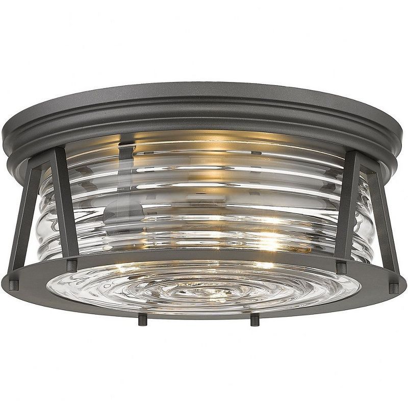 Cape Harbor 16'' Bronze and Glass Transitional Flush Mount Light