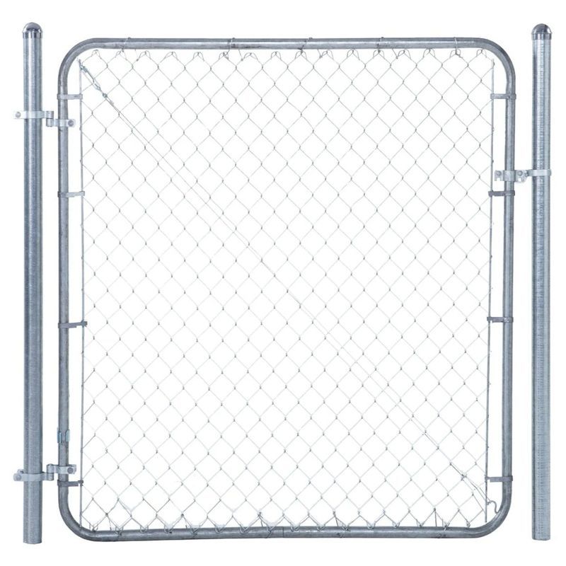 Adjustable Silver Chain Link Walk-Through Gate Kit, 4' x 6'