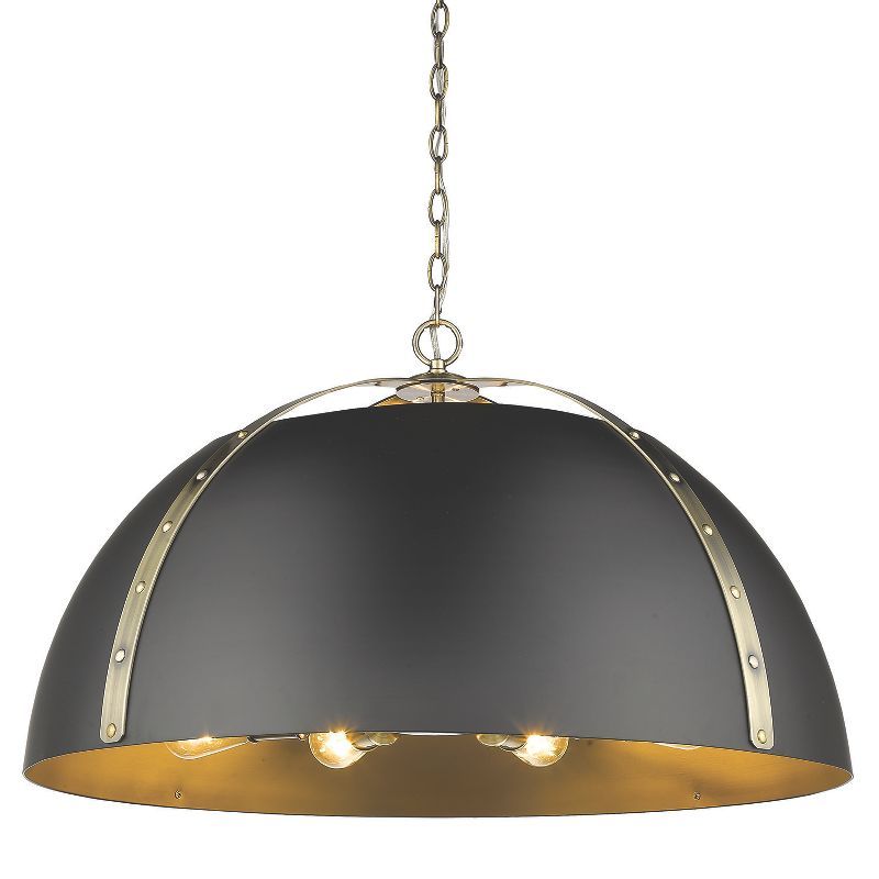 Aldrich Transitional 8-Light Oversized Dome Pendant in Aged Brass and Matte Black