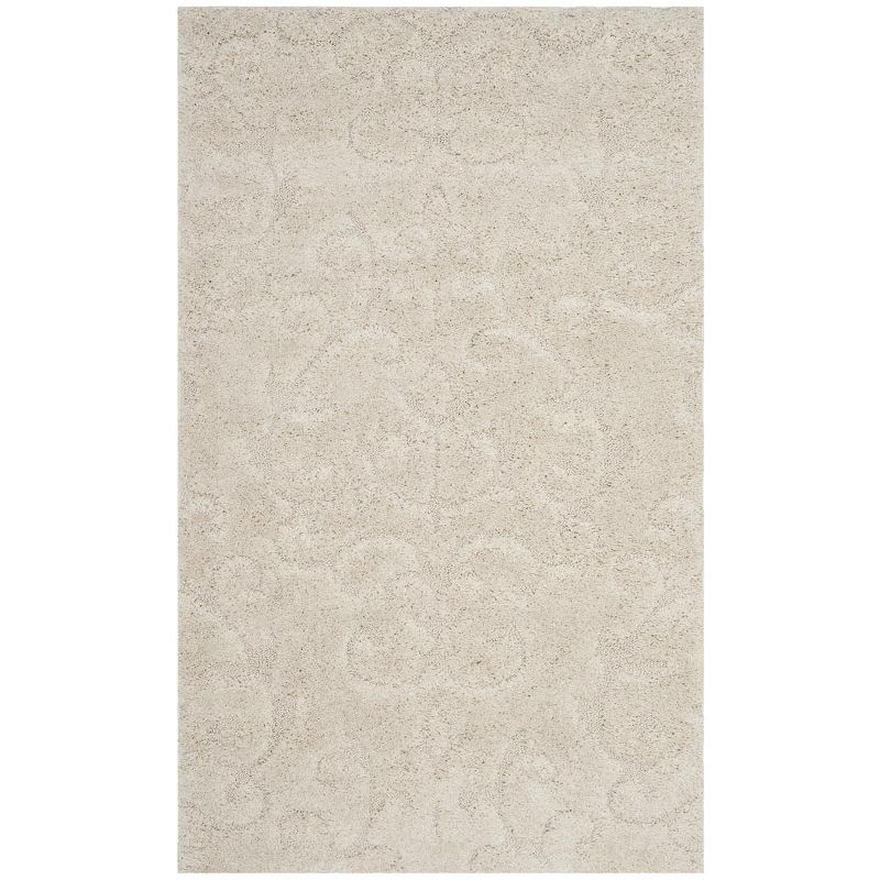 Creme Shag Elegance Synthetic Rectangular Rug 3'3" x 5'3"