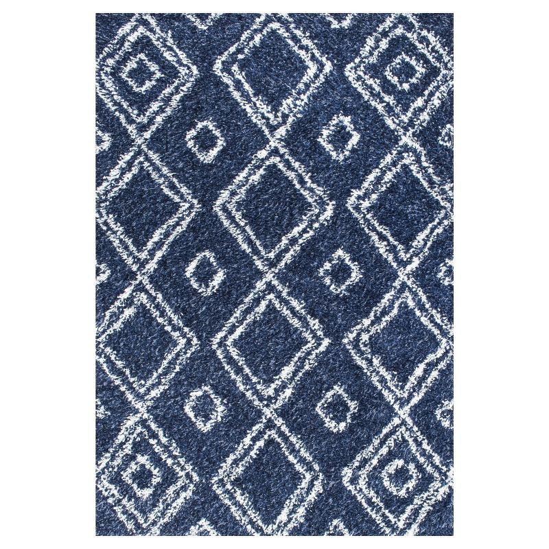 Reversible Easy-Care Shag Rectangle Rug in Lush Blue, 6'7" x 9'