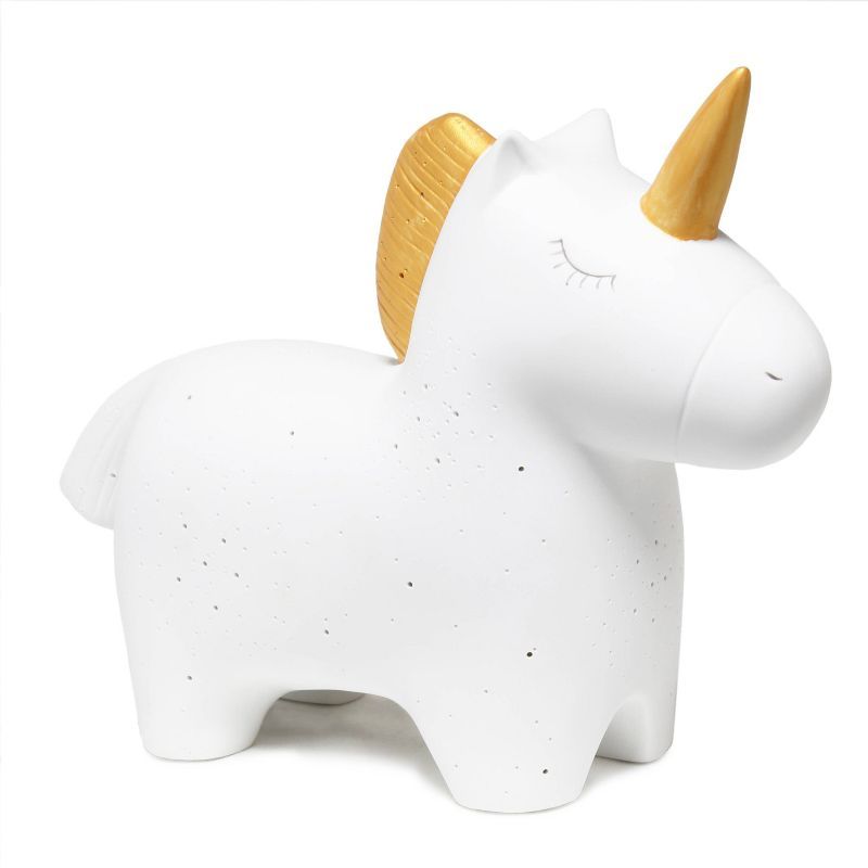 White Porcelain Unicorn Night Light with Gold Trim