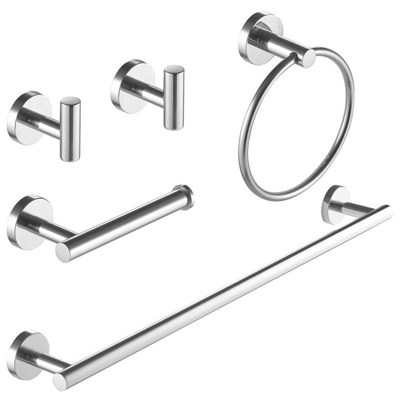 Chrome 5-Piece Bathroom Hardware Set with Towel Bar