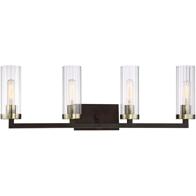 Ainsley Court Aged Bronze and Brass 4-Light Vanity Fixture