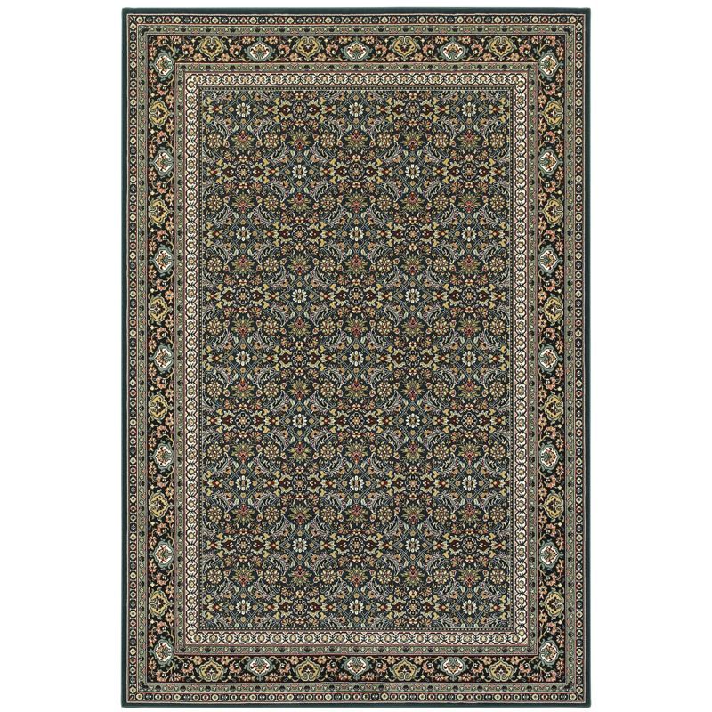 Large Blue and Multicolor Synthetic Persian Area Rug