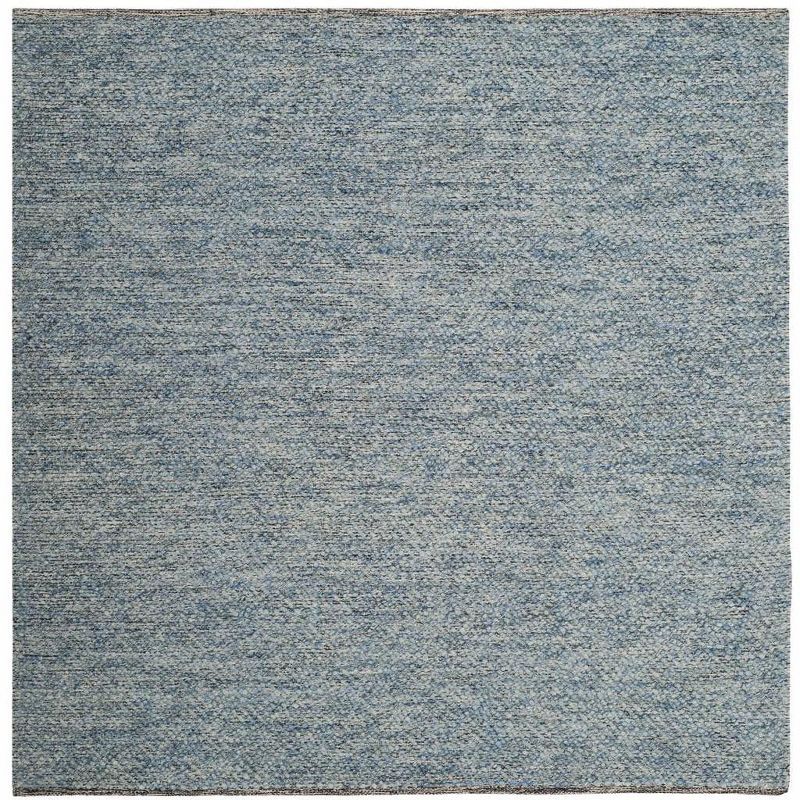 Handmade Blue Wool Tufted Square Area Rug 6' x 6'