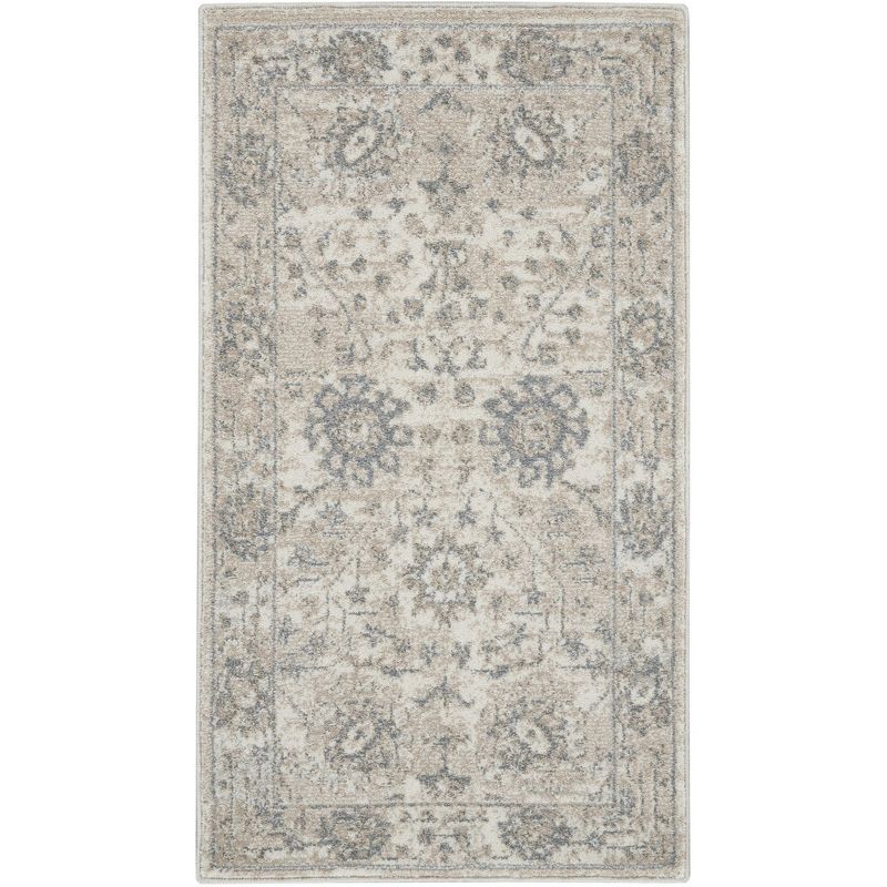 Ivory and Sand Rectangular Synthetic Persian Rug 2'2" x 3'9"