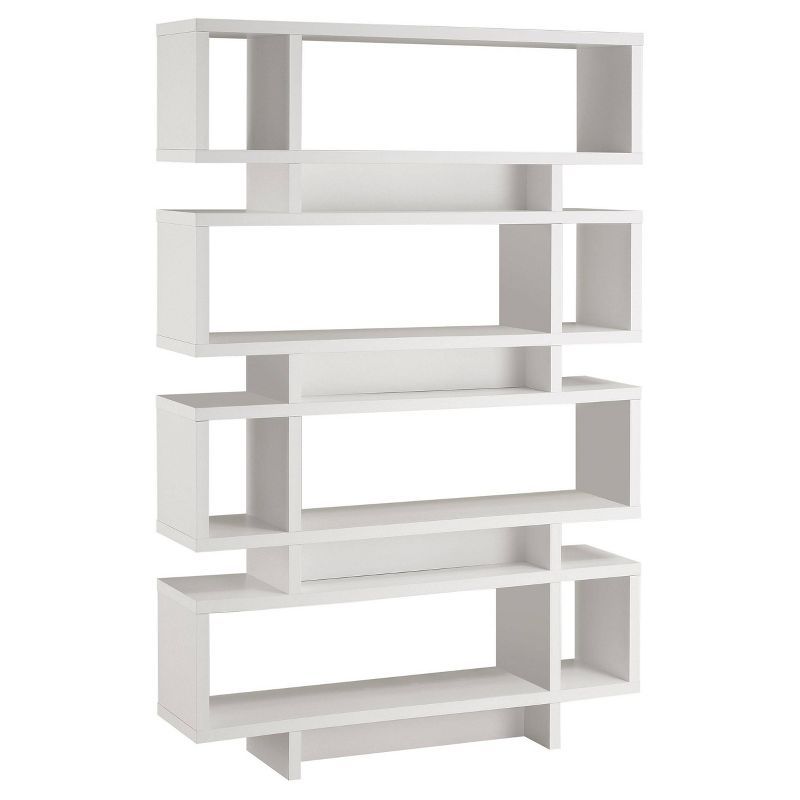 Contemporary White 4-Tier Geometric Bookcase