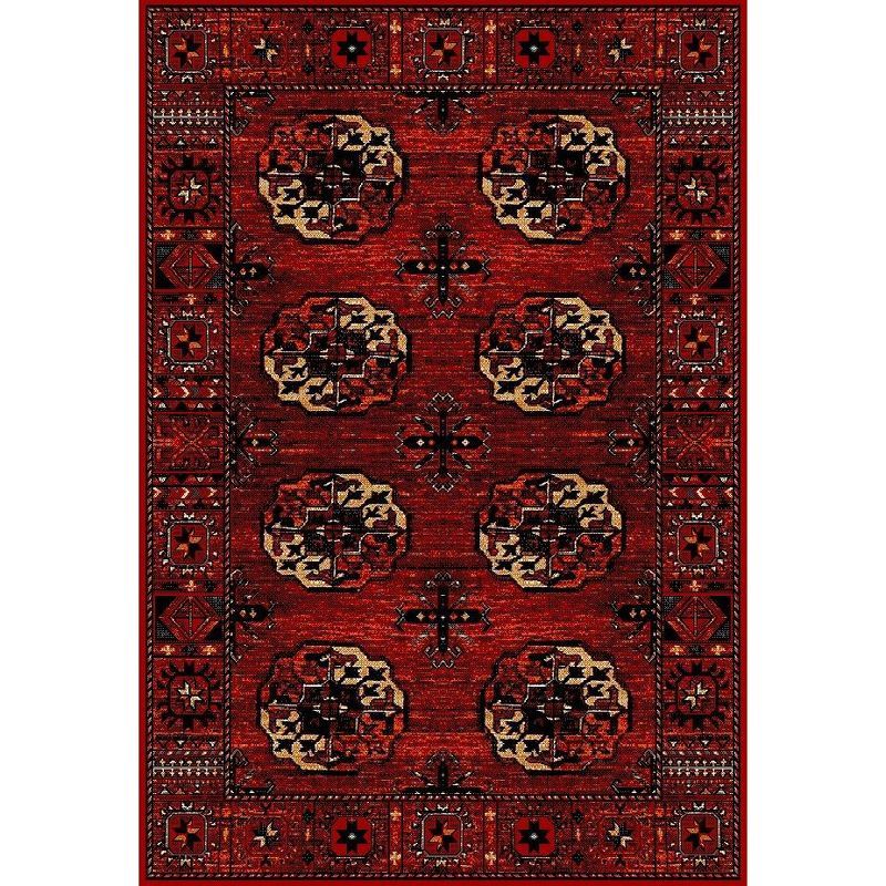 Antique Patina Red Synthetic Rectangular Area Rug 6'7" x 9'0"