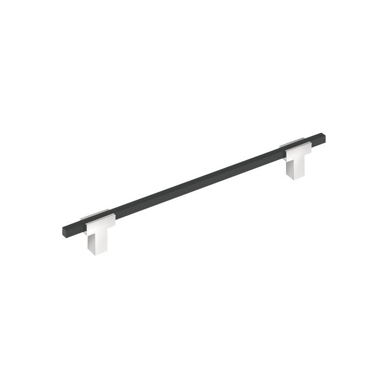 Polished Chrome and Matte Black Modern Bar Pull