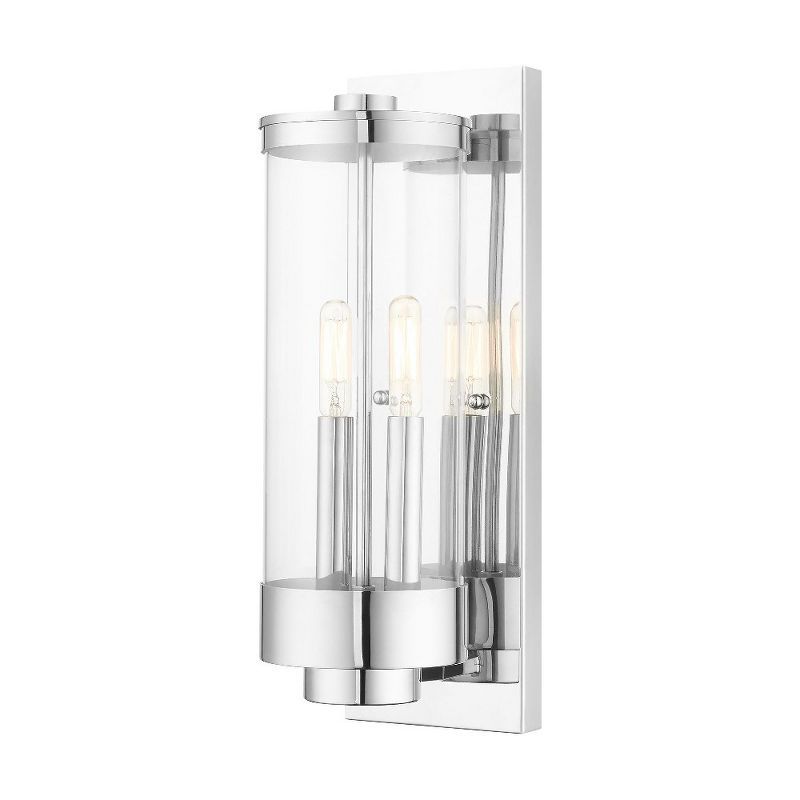 Hillcrest Polished Chrome 2-Light Outdoor Wall Lantern with Clear Glass