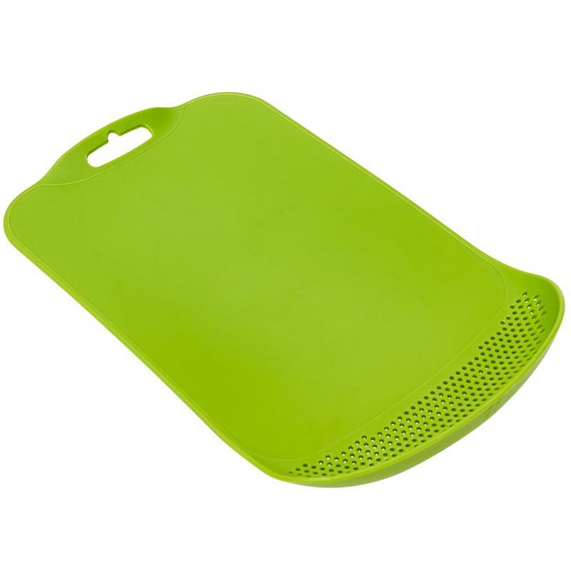 Green Plastic Rectangular Chopping Mat with Colander