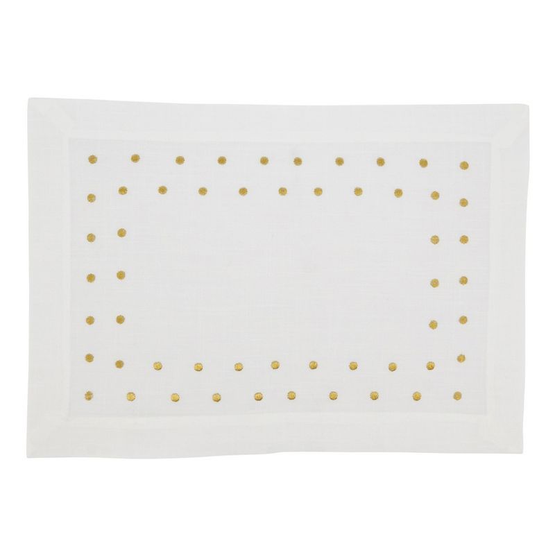 Gold Polka Dot Oblong Polyester Placemats, Set of 4