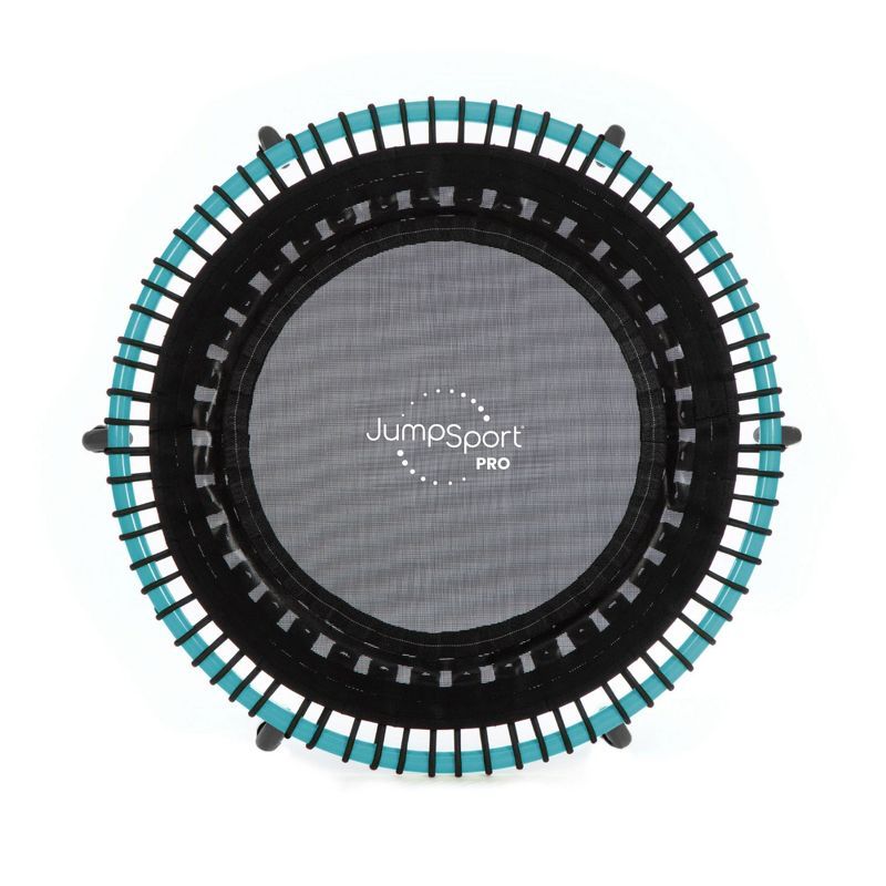 Black and Teal Round Fitness Trampoline with Enclosure