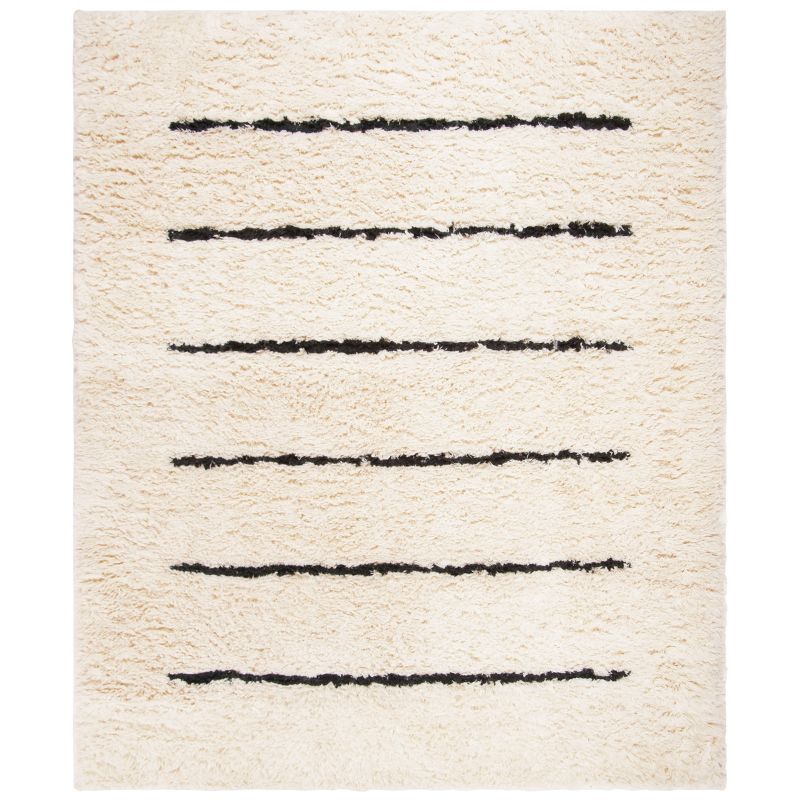 Elevated Black Hand-Knotted Pure Wool 9' x 12' Area Rug