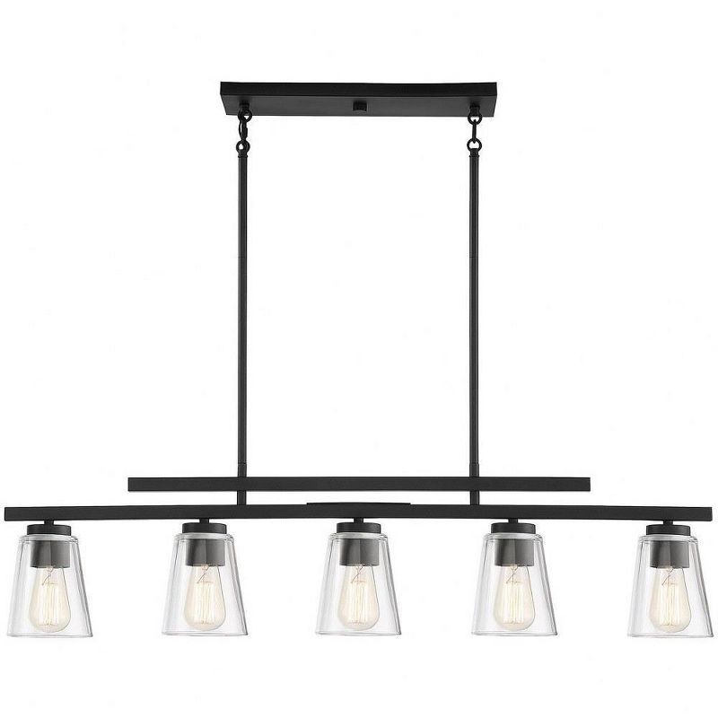 Calhoun Matte Black 40" Linear Chandelier with Glass Shades