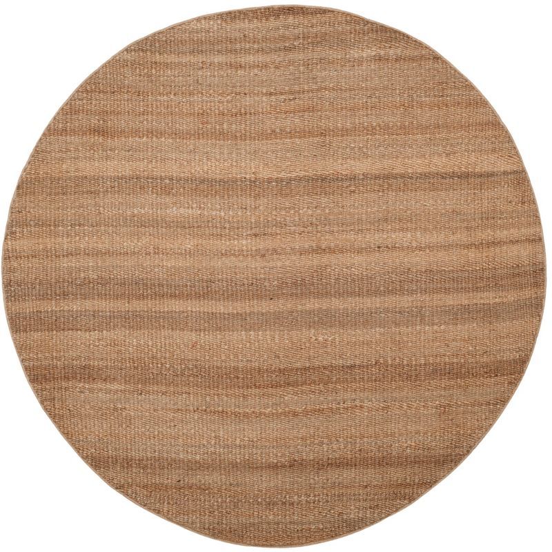 Natural Brown Jute Round Area Rug, 6' Diameter