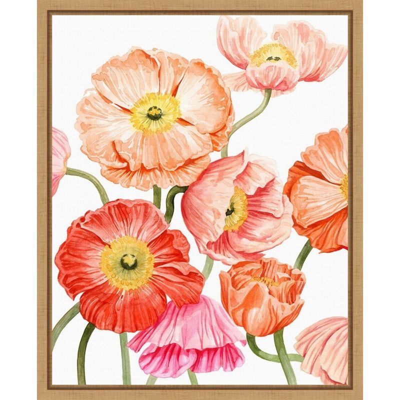 Bright Poppies Botanical Canvas Wall Art Print 16 x 20