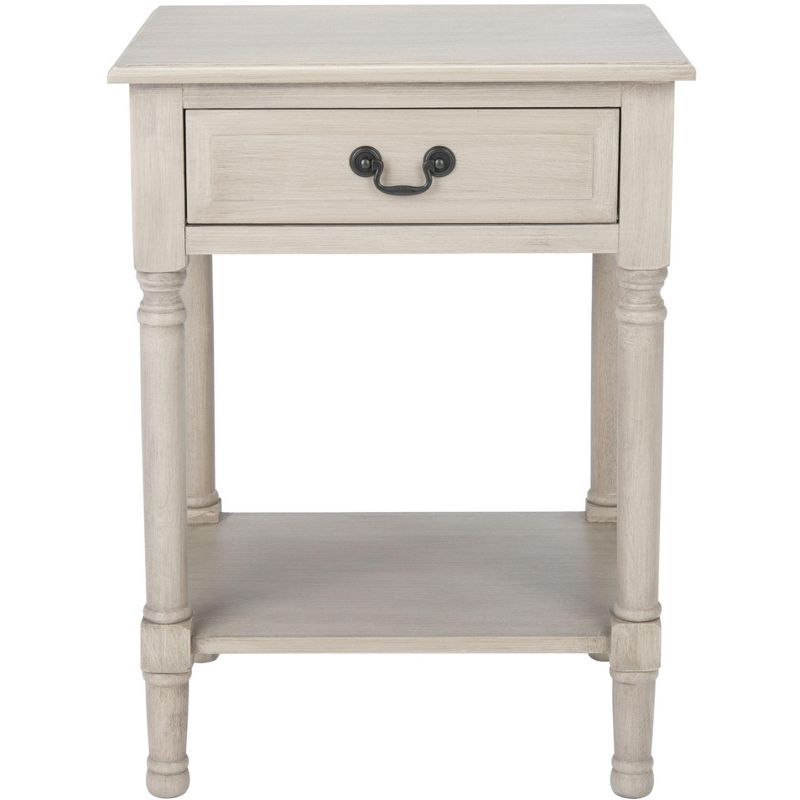 Whitney Greige Wood and Metal Storage Accent Table