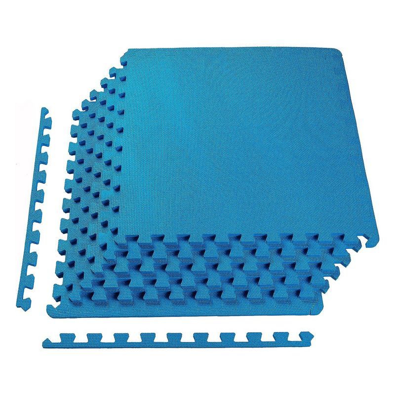 Blue 24 Square Feet EVA Foam Interlocking Exercise Mat Tiles